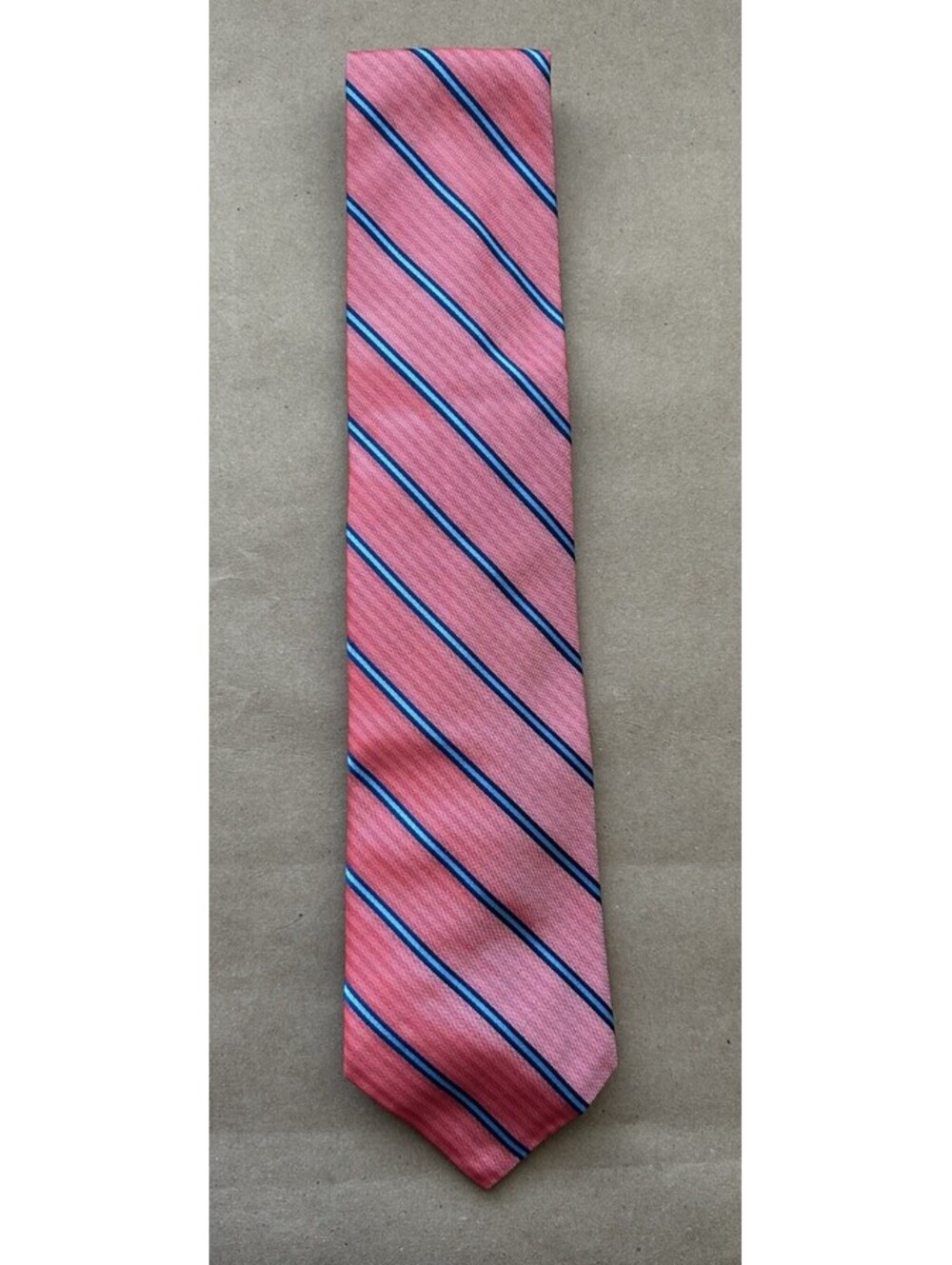 Royal Classic Tailored for Tom James Silk Mens Tie Diagonal stripped Pink & Blue